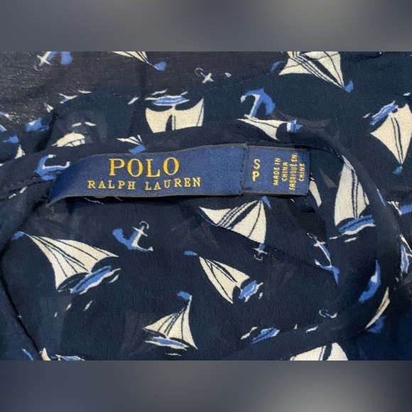Excellent Condition, Polo Ralph Lauren, Sailboat/Anchor Ruffle Tank, Size Small - Picture 6 of 10